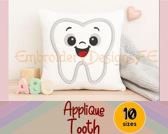 Tooth Applique Embroidery Design | 10 Sizes | Machine Applique File | Instant Download