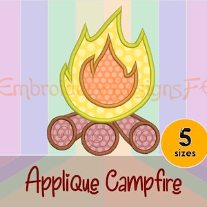 Campfire Applique Design - 5 sizes - Machine Embroidery Design File