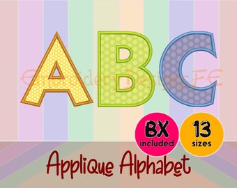 Applique Alphabet Machine Embroidery Design File - 13 sizes