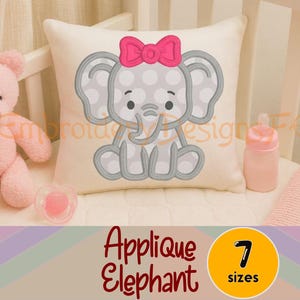 Baby Girl Elephant Applique | 7 Sizes | Cute Animal Embroidery Design | Instant Download