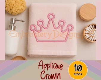 Crown Applique Design | 10 Sizes | Machine Embroidery | Instant Download