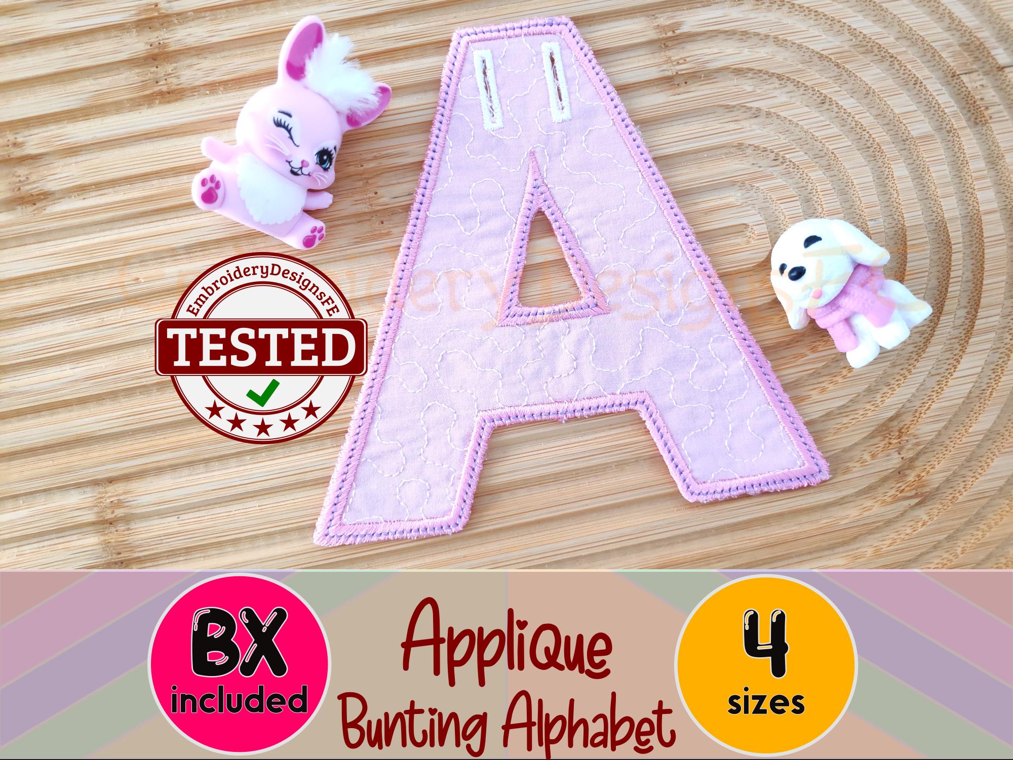 Bunting Alphabet Applique Design - 4 sizes - Machine Embroidery Design File - Party Banner Letters Applique