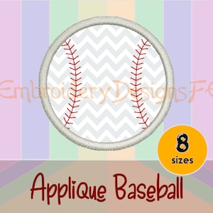Baseball Applique Design - 8 sizes - Machine Embroidery Design File