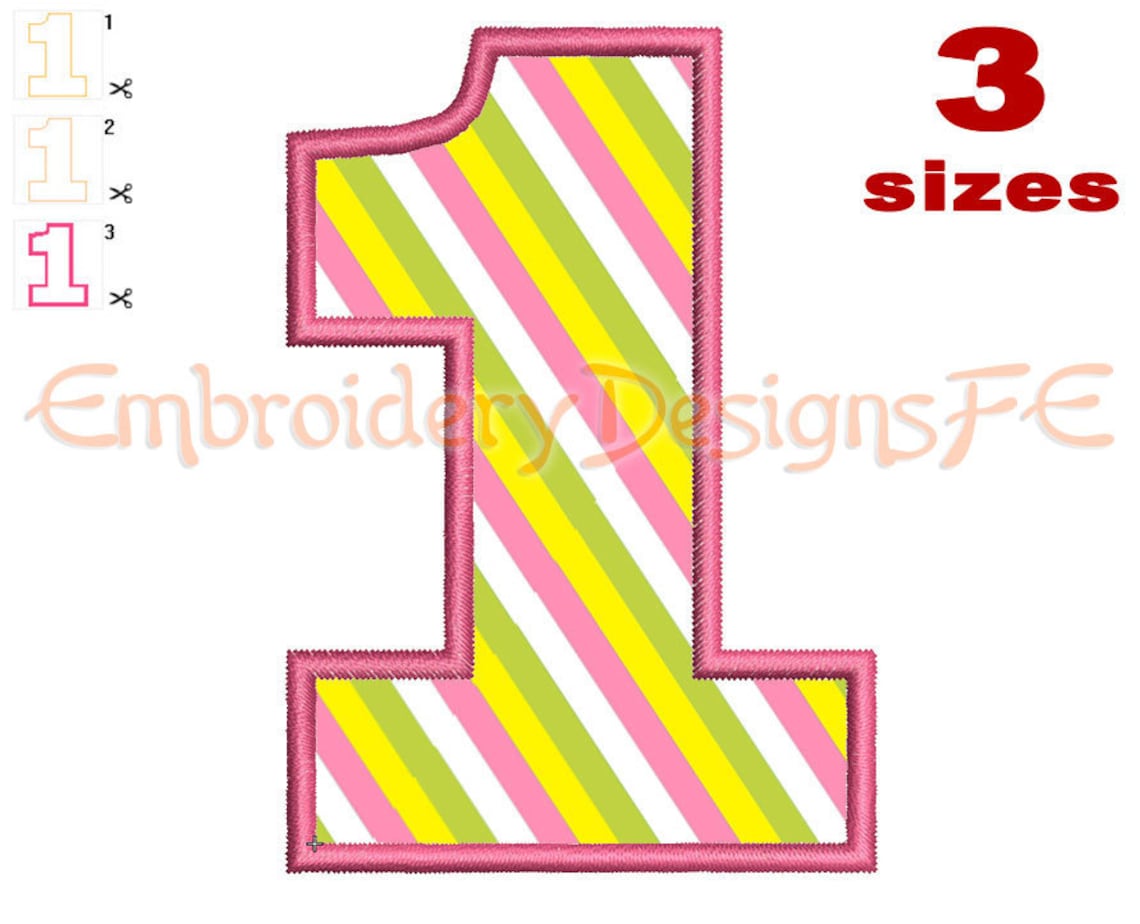 Number 1 Applique 3 Sizes Machine Embroidery Design File | Etsy