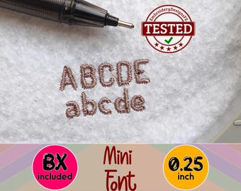 Mini Satin Embroidery Font Design - 0.25in - Machine Embroidery Design