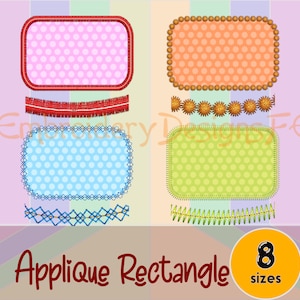 Rectangle Applique Design - 8 sizes - Machine Embroidery Design File