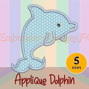 Dolphin Applique Design - 5 sizes - Machine Embroidery Design File