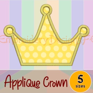 Crown Applique Design - 5 sizes - Machine Embroidery Design File
