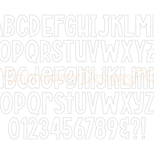 Bean Stitch Applique Alphabet, Narrow Applique Letters & Numbers, Applique Font, Embroidery Font, Machine Applique image 2