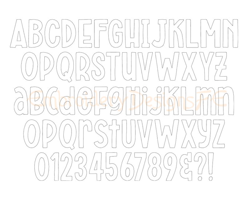 Bean Stitch Applique Alphabet, Narrow Applique Letters & Numbers, Applique Font, Embroidery Font, Machine Applique image 2