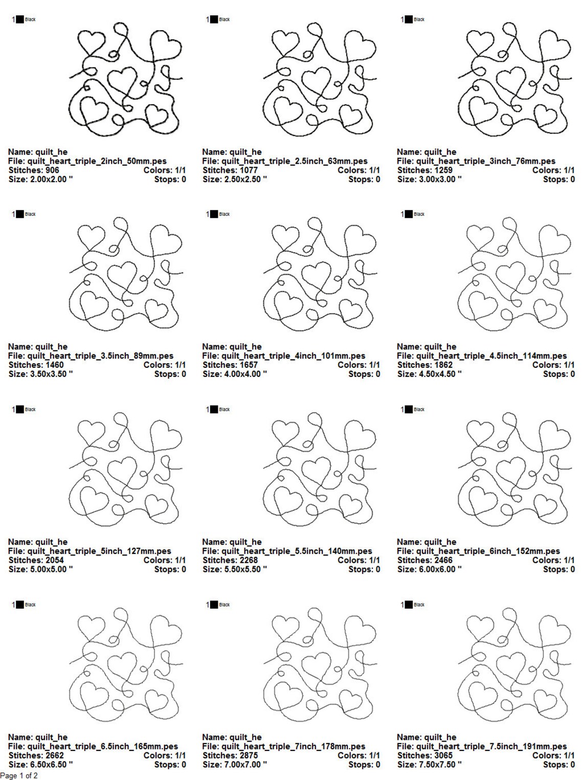 Heart Quilt Block Embroidery Design 21 Sizes Run & Triple Etsy
