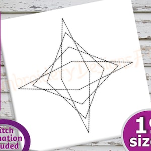 以下が含まれることがあります： 星の形をした白黒の幾何学模様。模様は複数の線が交差して複雑なパターンを作り出しています。模様は19サイズ展開です。