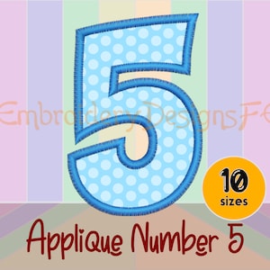 Nummer 5 Applikation - 10 Größen - Stickdatei