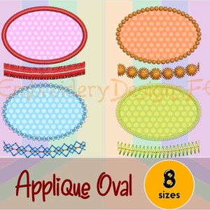 Oval Applique Design - 8 sizes - Machine Embroidery Design File