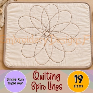 Spiro Lines Quilt Block Embroidery Design - 19 Sizes - Run & Triple Stitch Versions - Quilting Embroidery Designs