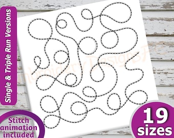 Loop Quilt Block Embroidery Design - 19 Sizes - Run & Triple Stitch Versions - Continuous Quilt Blocks Embroidery, Quilting Embroidery