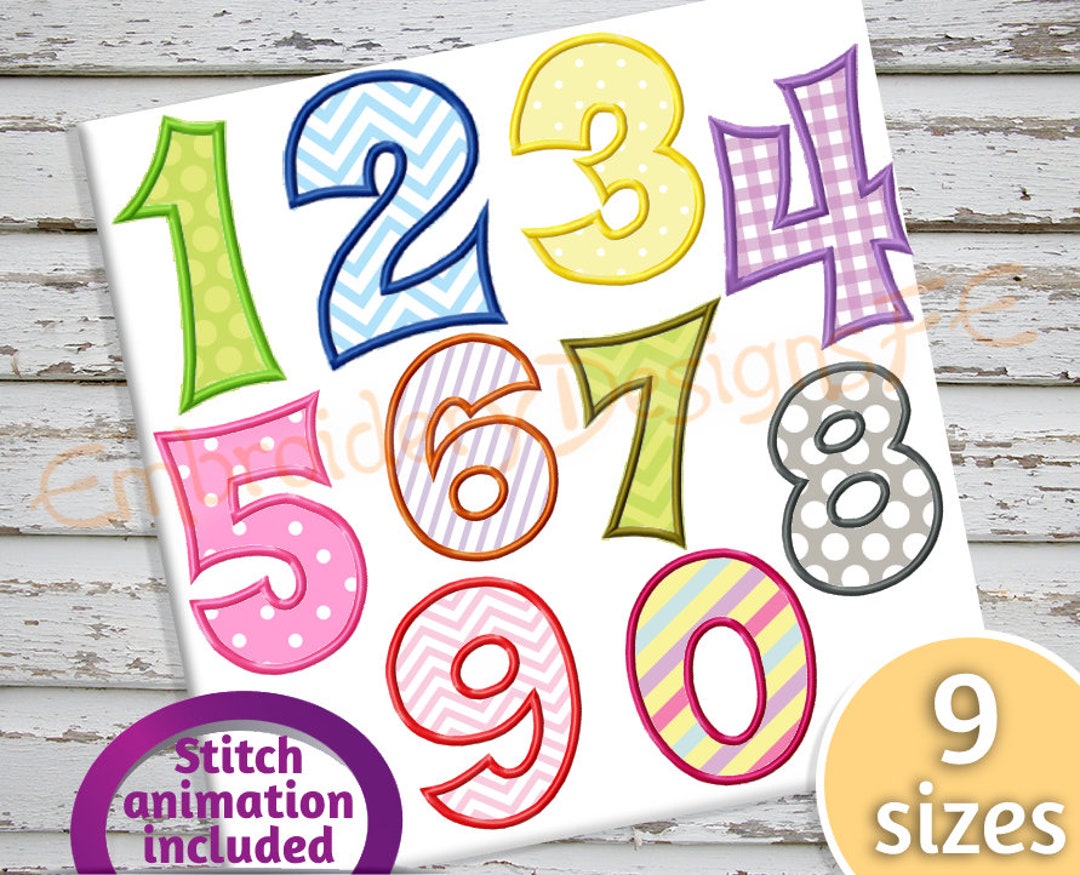 Applique Numbers Machine Embroidery Design 9 Sizes 09 Set Etsy