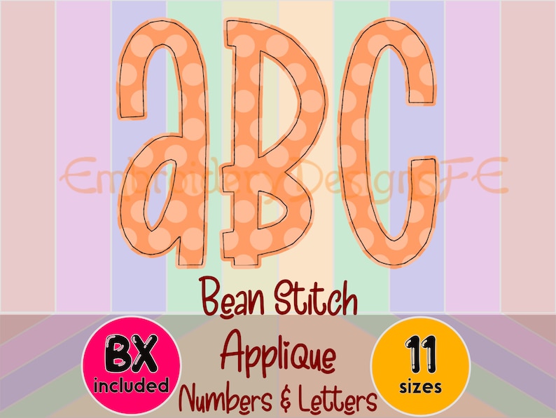 Bean Stitch Applique Alphabet, Narrow Applique Letters & Numbers ...