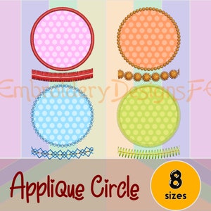Circle Applique Design - 5 sizes - Machine Embroidery Design File
