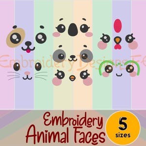 Animal Faces Machine Embroidery Design File - 5 sizes