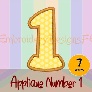 Number 1 Applique - 7 Sizes - Machine Embroidery Design File