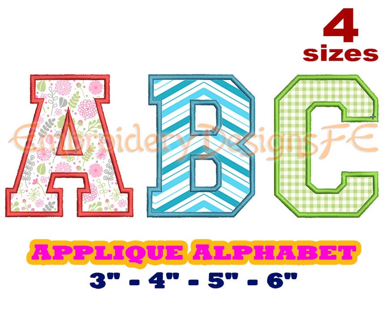 Alphabet Applique Design - 4 F Embroidery Super special price Sizes Miami Mall Machine