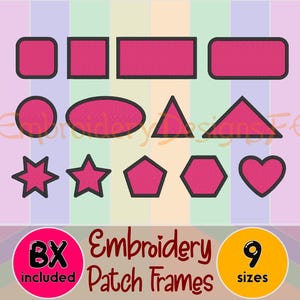 Fill Stitch Patch Frames with Satin Outline - Set of 13 Shapes - Machine Embroidery Design File - 9 sizes