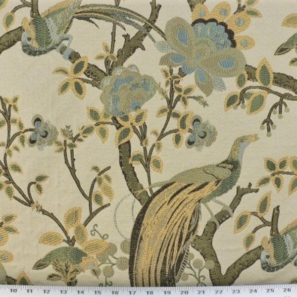 Fabric Sample - Upholstery Fabric, Drapery Fabric, Birds Fabric, Tapestry Fabric, Floral/Leaf/Novelty, Sewing Material