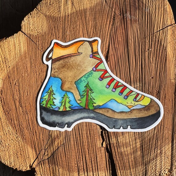 Laptop Stickers Hiking Boot Sticker Hiking Boot Stickers Etsy