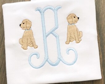 Monogrammed puppy shirt, lab, dog