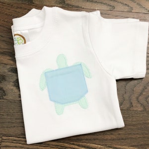 Summer monogram shirt, sea turtle pocket tee, boys