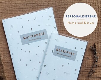 Maternity record and passport cover with print "New adventures"