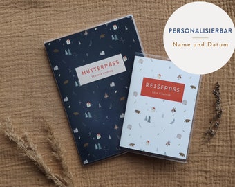 Maternity record and passport cover with "Adventure" print