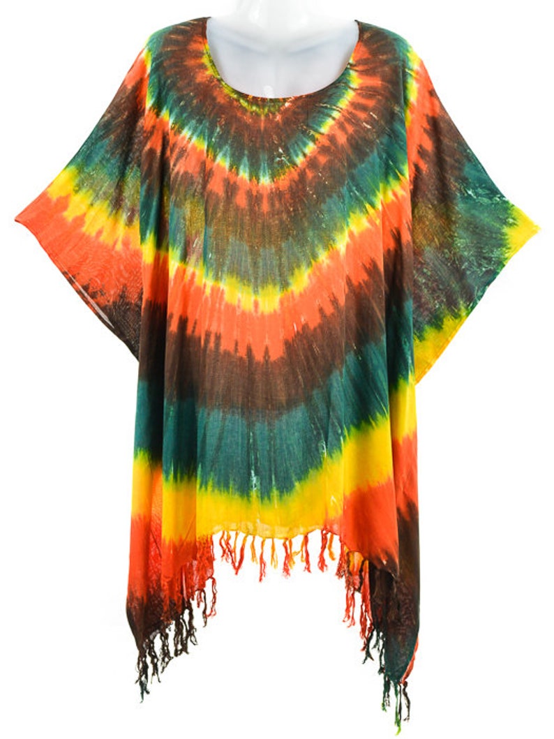 Summer Rayon Beach Cover up Colorful Tie Dye Batik Kaftan Hippie Boho Women Caftan Tunic Top Plus Size 1x 2x 3x 4x 5x P259