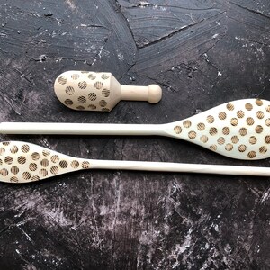 Decorative burned wooden serving/cooking spoon set image 7