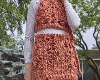 Autumn Cable Skirt and Top Set