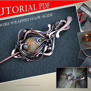 Wire weave tutorial hair slide Wire wrap jewelry tutorial PDF wire pattern Advanced wire weave without solder Wire wrapping Dorasaccessory