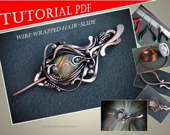 Wire weave tutorial hair slide Wire wrap jewelry tutorial PDF wire pattern Advanced wire weave without solder Wire wrapping Dorasaccessory