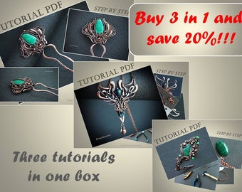 Wire weave tutorial set.  Wire wrap jewelry tutorial. Advanced wire and metal work lesson DorasAccessory