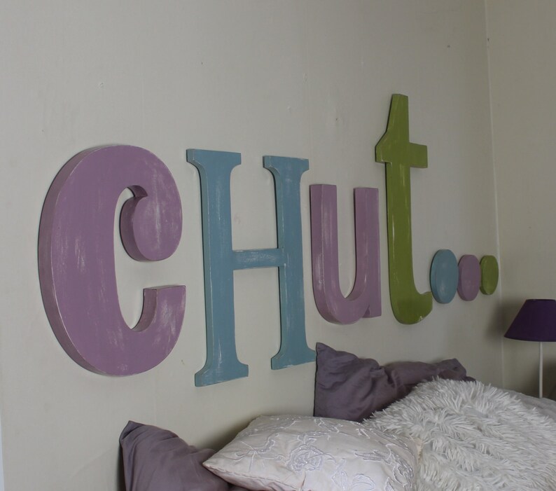 eggplant wooden headboard, khaki, Baltic blue personalized letters giant letters original bed mylittledecor image 3