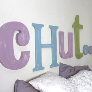 eggplant wooden headboard, khaki, Baltic blue personalized letters giant letters original bed mylittledecor image 1