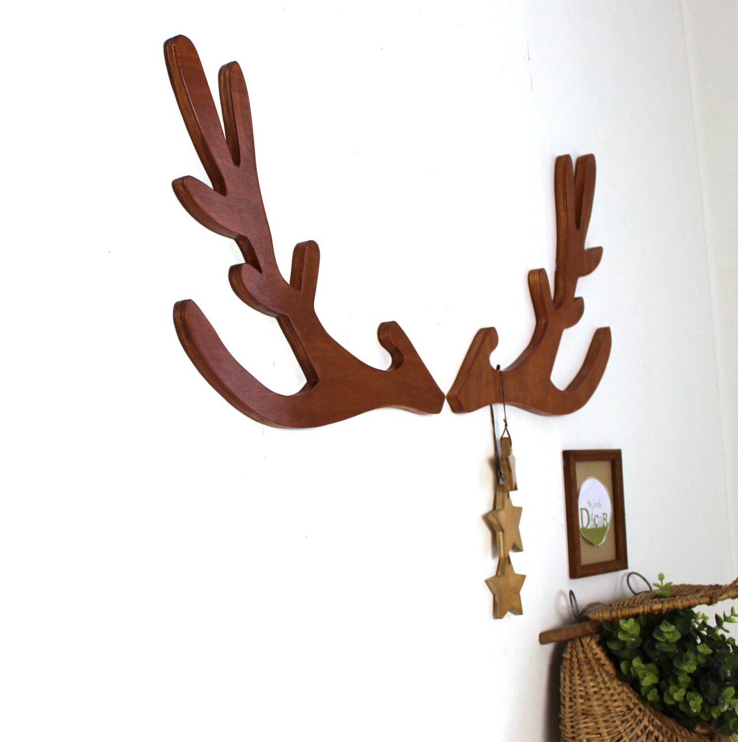 Trophée Tête de Cerf Teinté Merisier Pour Une Décoration Scandinave