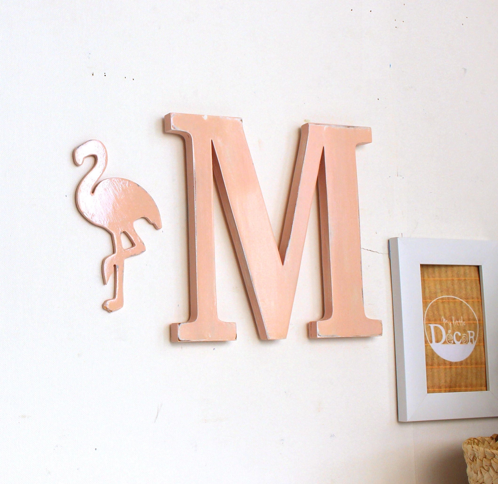 Lettre M et Son Flamant Rose _ Lettre Personnalisable_ Couleur Personnalisable_Mylittledecor