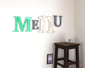 Giant word Menu mint, gray, white - mylittledecor - decorative letters - boho - giant letter - kitchen decoration - industrial