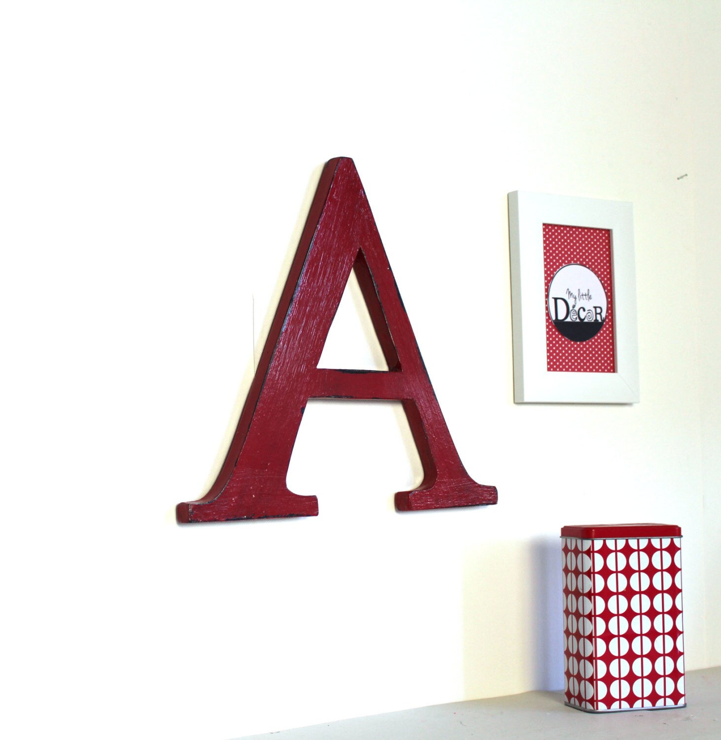 Large Wooden Letter A Red Antiqued Wood Effect Giant - Etsy