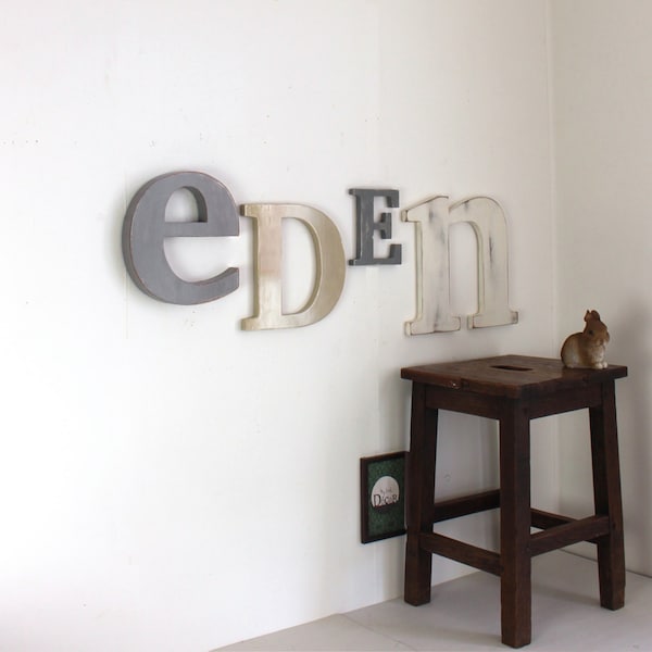 Grand prénom Eden gris, blanc, taupe - mylittledecor - lettres décoratives - prénom géant- prénom personnalisé  - naissance- déco ado