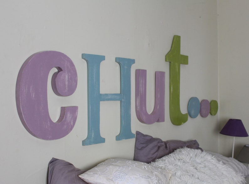 eggplant wooden headboard, khaki, Baltic blue personalized letters giant letters original bed mylittledecor image 2