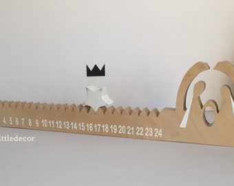 Wooden advent calendar with nativity scene. In stock !