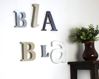 Wooden letters bla bla gray, white, personalized taupe - giant word _ living room decoration_ mylittledecor