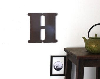 Letter H wooden Mole patinated to hang for wall decoration, wedding, anniversary mylittledecor _